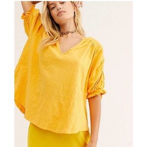 Free People Fever Dream Tee Yellow M